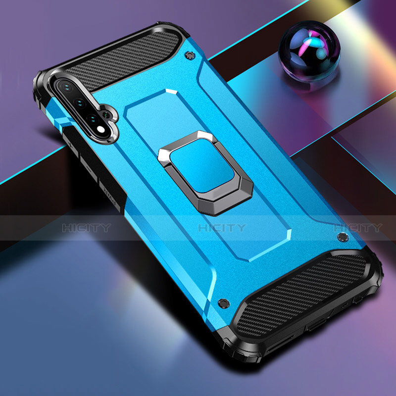 Silikon Hülle Handyhülle und Kunststoff Schutzhülle Tasche mit Magnetisch Fingerring Ständer R05 für Huawei Nova 5 Pro groß