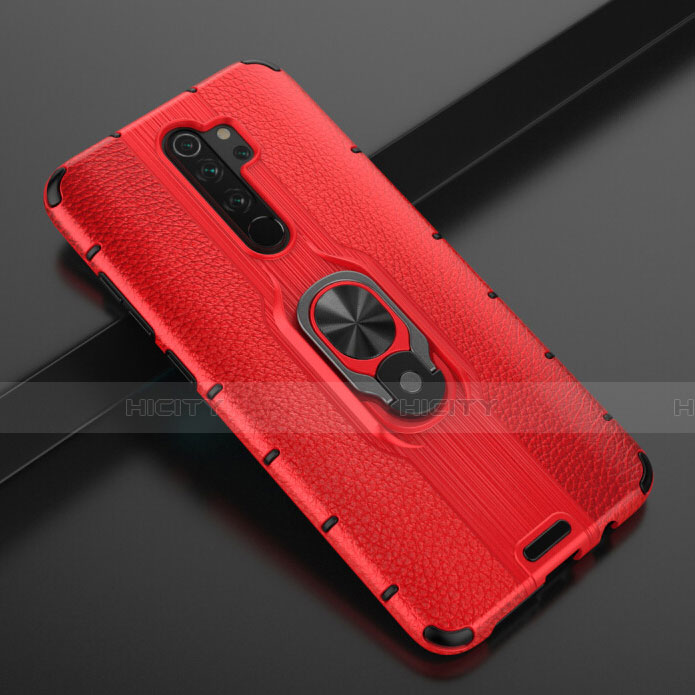 Silikon Hülle Handyhülle und Kunststoff Schutzhülle Tasche mit Magnetisch Fingerring Ständer R05 für Xiaomi Redmi Note 8 Pro Rot