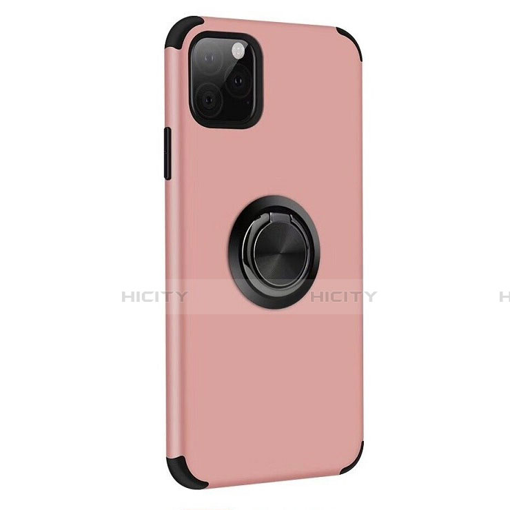 Silikon Hülle Handyhülle und Kunststoff Schutzhülle Tasche mit Magnetisch Fingerring Ständer R06 für Apple iPhone 11 Pro Rosegold