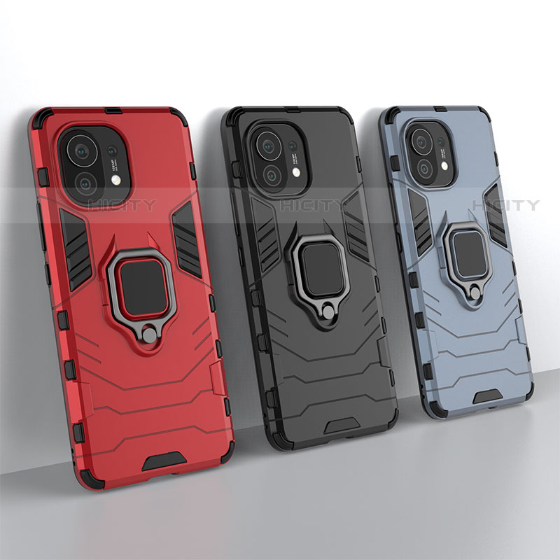 Silikon Hülle Handyhülle und Kunststoff Schutzhülle Tasche mit Magnetisch Fingerring Ständer R06 für Xiaomi Mi 11 Lite 5G