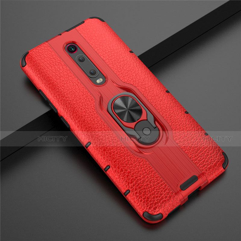 Silikon Hülle Handyhülle und Kunststoff Schutzhülle Tasche mit Magnetisch Fingerring Ständer R07 für Xiaomi Mi 9T Pro Rot