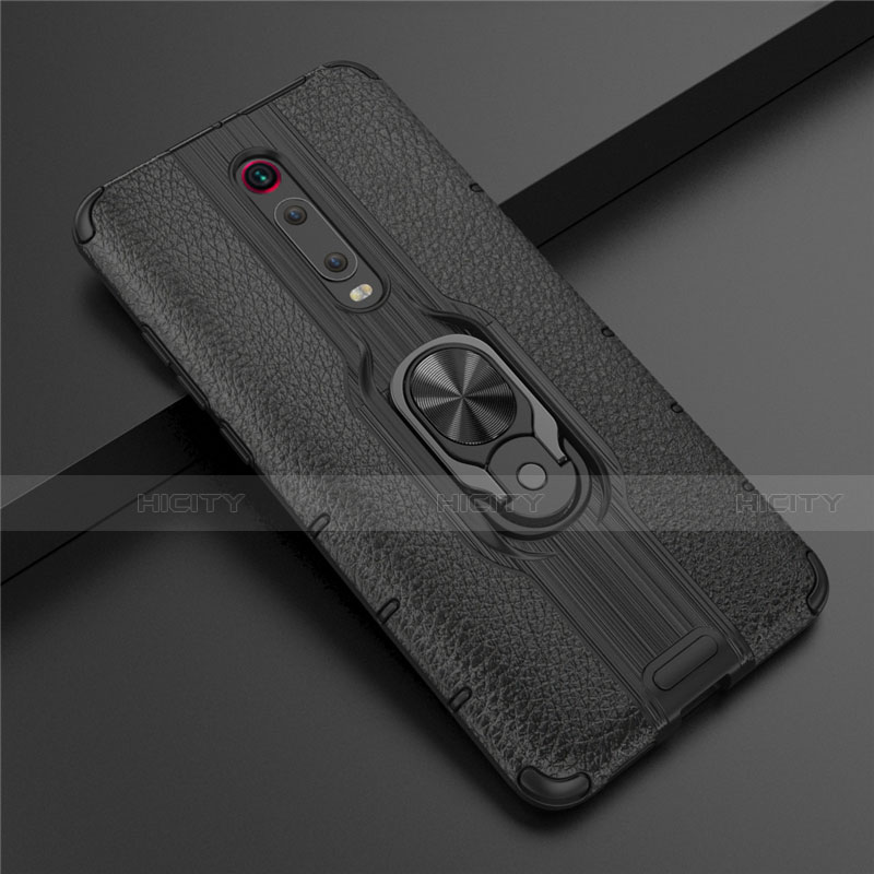 Silikon Hülle Handyhülle und Kunststoff Schutzhülle Tasche mit Magnetisch Fingerring Ständer R07 für Xiaomi Redmi K20 Pro Schwarz Plus