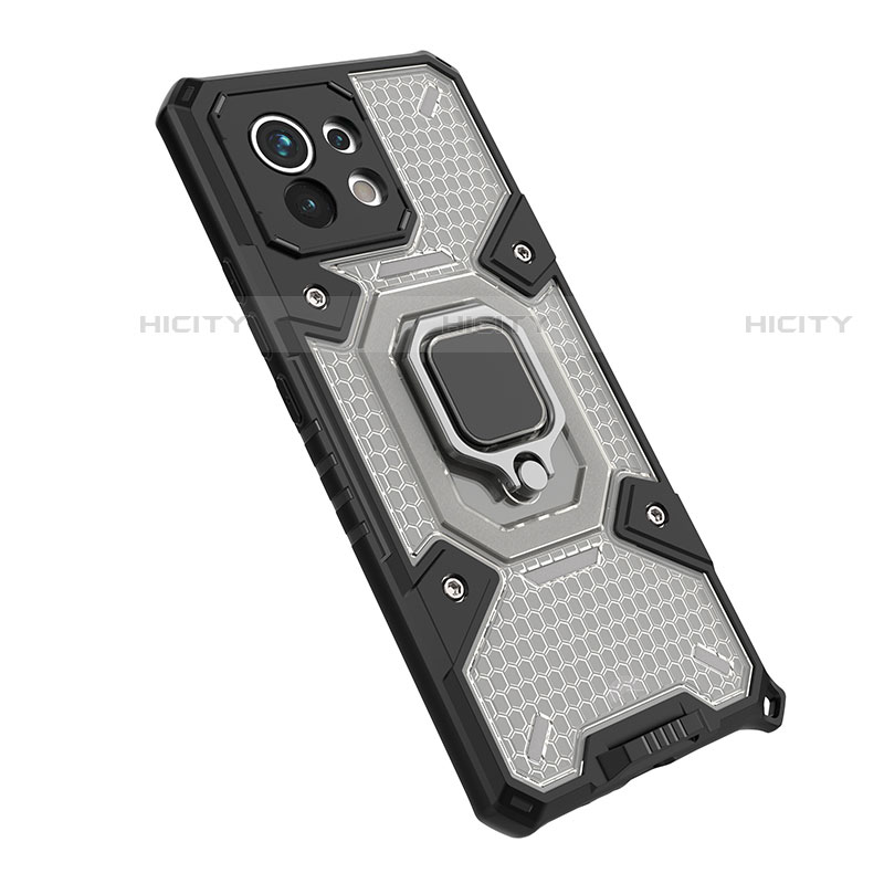 Silikon Hülle Handyhülle und Kunststoff Schutzhülle Tasche mit Magnetisch Fingerring Ständer R10 für Xiaomi Mi 11 Lite 5G Grau