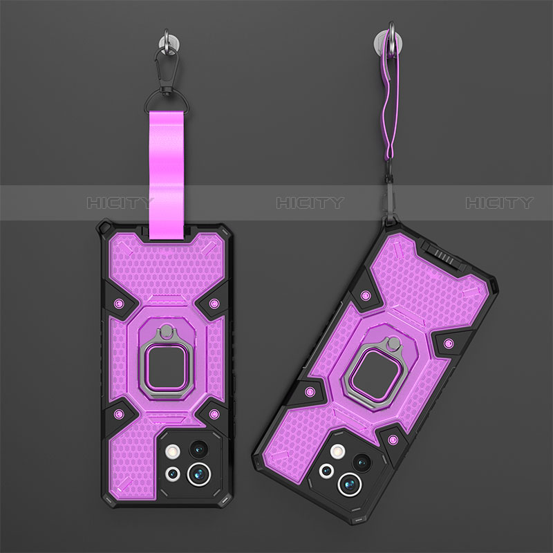 Silikon Hülle Handyhülle und Kunststoff Schutzhülle Tasche mit Magnetisch Fingerring Ständer R12 für Xiaomi Mi 11 Lite 5G Violett