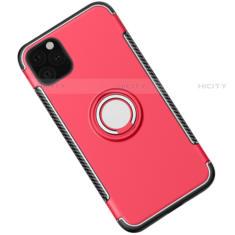 Silikon Hülle Handyhülle und Kunststoff Schutzhülle Tasche mit Magnetisch Fingerring Ständer S01 für Apple iPhone 11 Pro Rot Plus