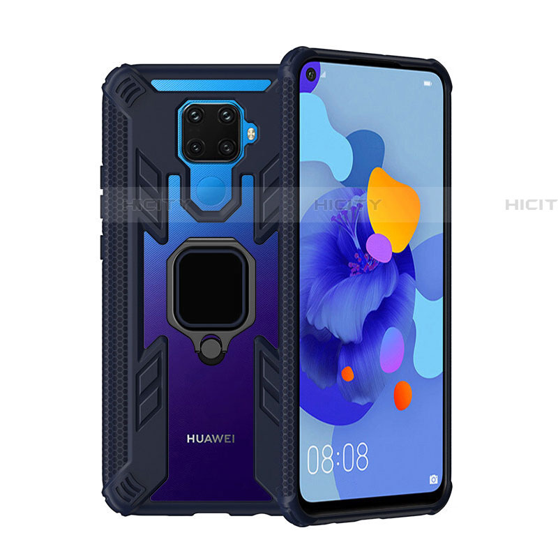 Silikon Hülle Handyhülle und Kunststoff Schutzhülle Tasche mit Magnetisch Fingerring Ständer S03 für Huawei Nova 5i Pro groß