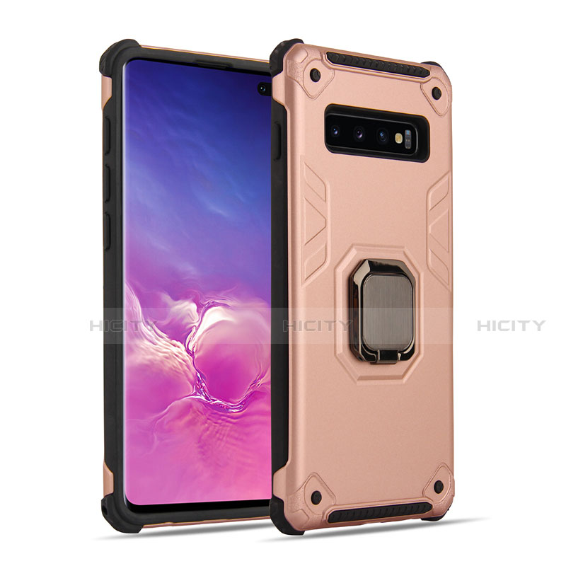 Silikon Hülle Handyhülle und Kunststoff Schutzhülle Tasche mit Magnetisch Fingerring Ständer T01 für Samsung Galaxy S10