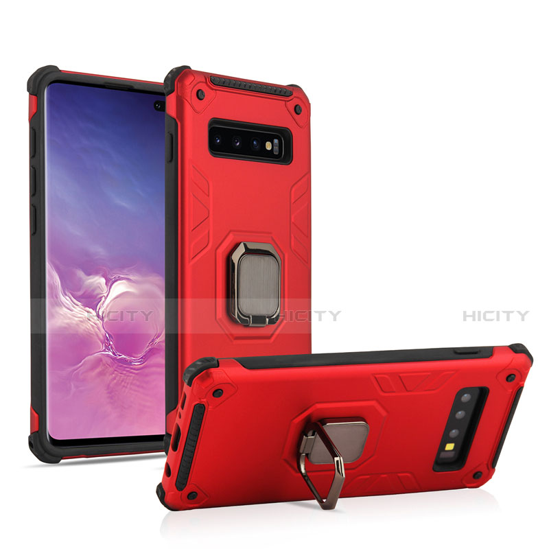 Silikon Hülle Handyhülle und Kunststoff Schutzhülle Tasche mit Magnetisch Fingerring Ständer T01 für Samsung Galaxy S10 Plus