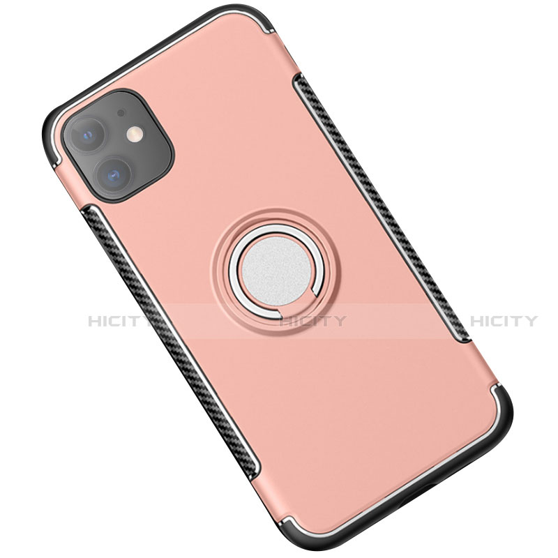 Silikon Hülle Handyhülle und Kunststoff Schutzhülle Tasche mit Magnetisch Fingerring Ständer Y01 für Apple iPhone 11 Rosegold Plus