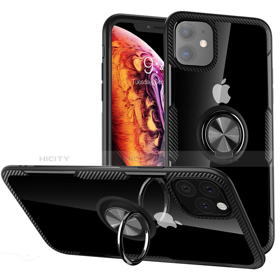 Silikon Hülle Handyhülle und Kunststoff Schutzhülle Tasche mit Magnetisch Fingerring Ständer Y02 für Apple iPhone 11 groß