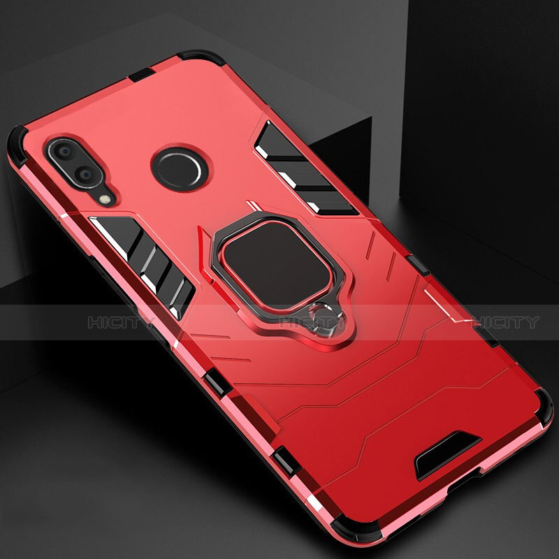 Silikon Hülle Handyhülle und Kunststoff Schutzhülle Tasche mit Magnetisch Fingerring Ständer Z01 für Xiaomi Redmi 7 Rot