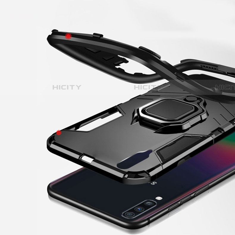 Silikon Hülle Handyhülle und Kunststoff Schutzhülle Tasche mit Magnetisch Ständer für Samsung Galaxy A70S