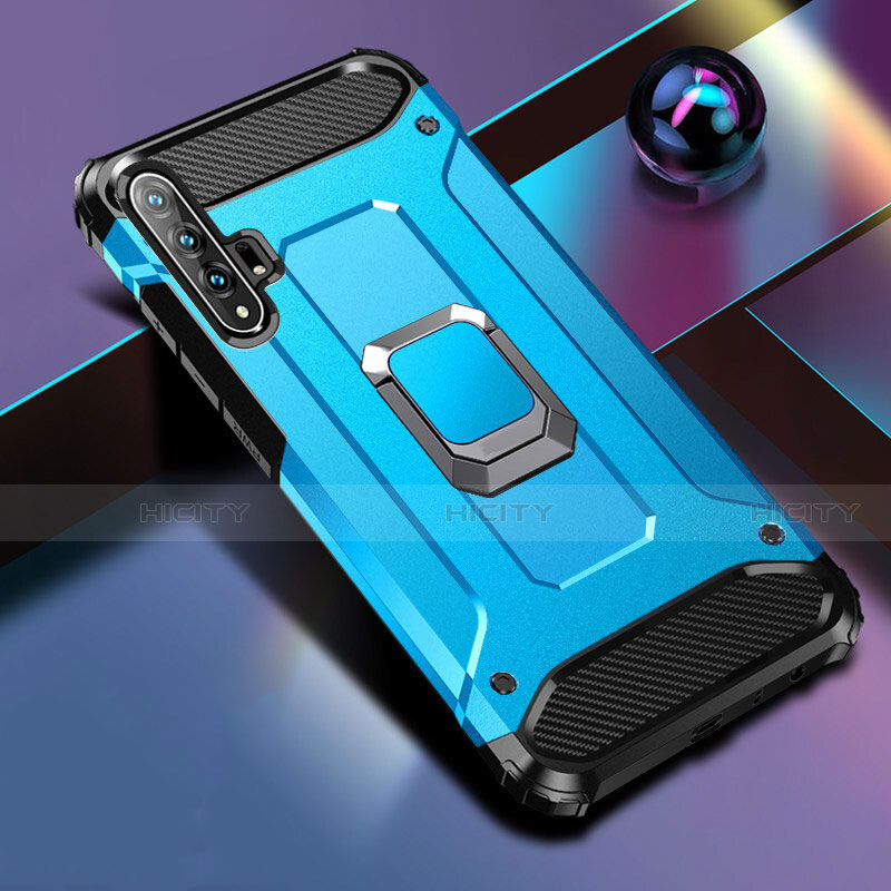 Silikon Hülle Handyhülle und Kunststoff Schutzhülle Tasche mit Magnetisch Ständer H01 für Huawei Honor 20 Pro