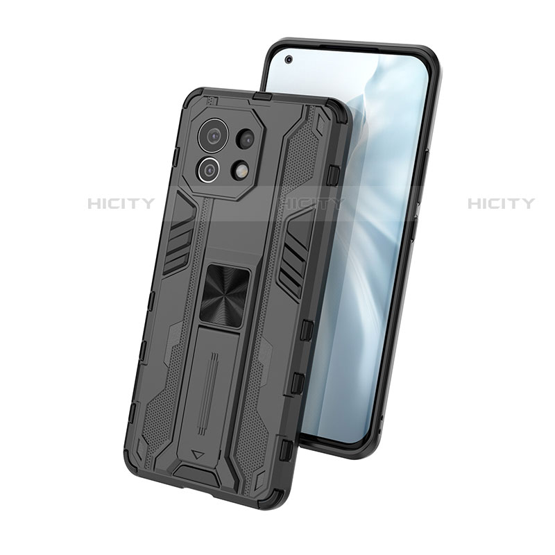 Silikon Hülle Handyhülle und Kunststoff Schutzhülle Tasche mit Magnetisch Ständer H01 für Xiaomi Mi 11 5G groß