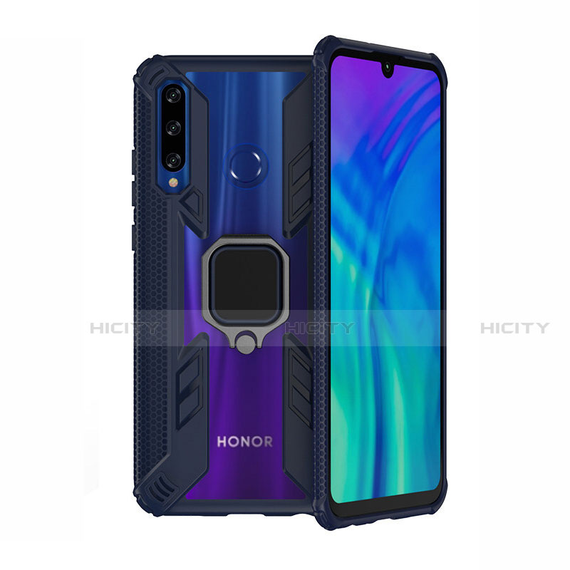 Silikon Hülle Handyhülle und Kunststoff Schutzhülle Tasche mit Magnetisch Ständer H02 für Huawei Honor 10i groß