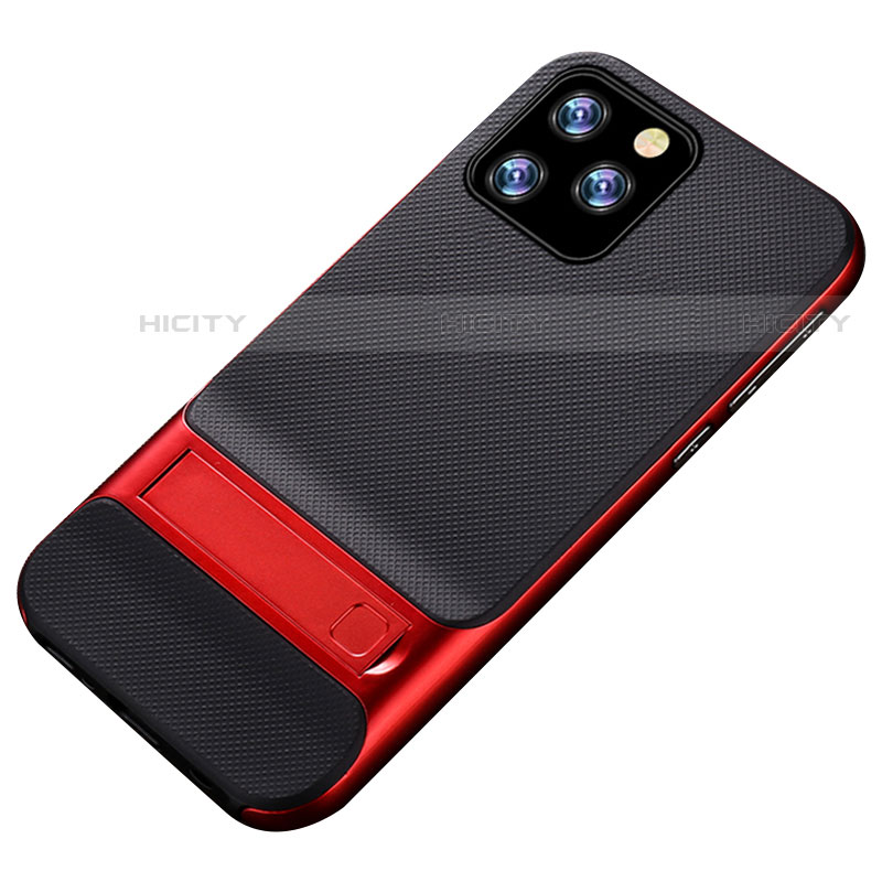 Silikon Hülle Handyhülle und Kunststoff Schutzhülle Tasche mit Ständer A01 für Apple iPhone 11 Pro Rot