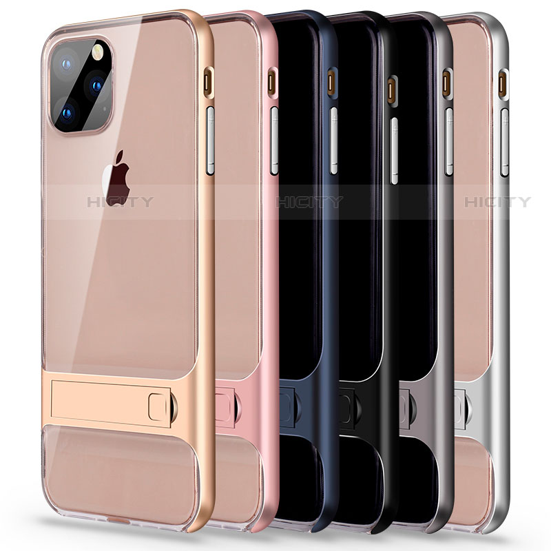 Silikon Hülle Handyhülle und Kunststoff Schutzhülle Tasche mit Ständer A02 für Apple iPhone 11 Pro groß