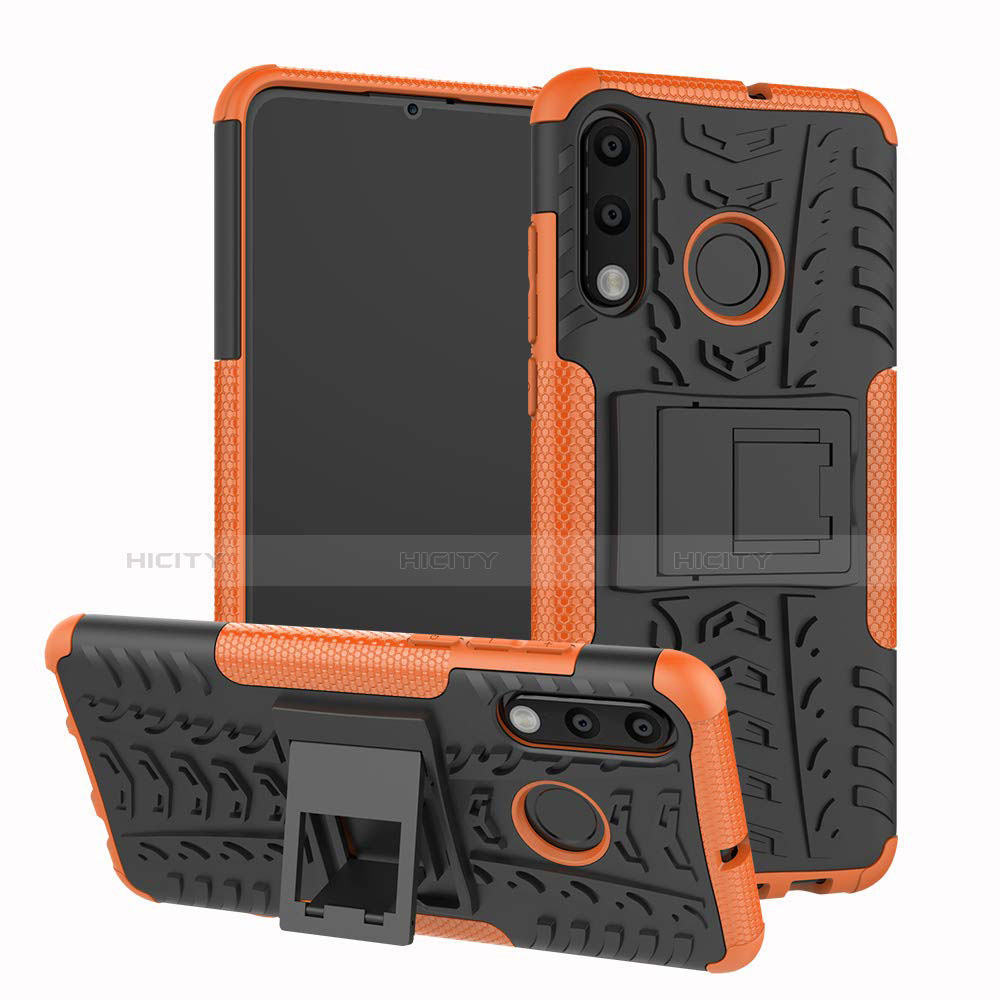 Silikon Hülle Handyhülle und Kunststoff Schutzhülle Tasche mit Ständer A04 für Huawei P30 Lite New Edition Orange Plus