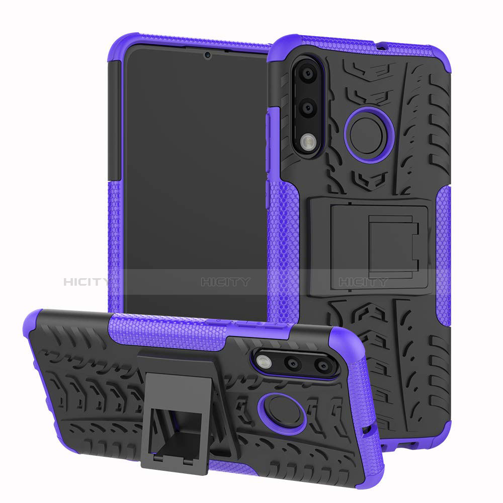 Silikon Hülle Handyhülle und Kunststoff Schutzhülle Tasche mit Ständer A04 für Huawei P30 Lite New Edition Violett Plus