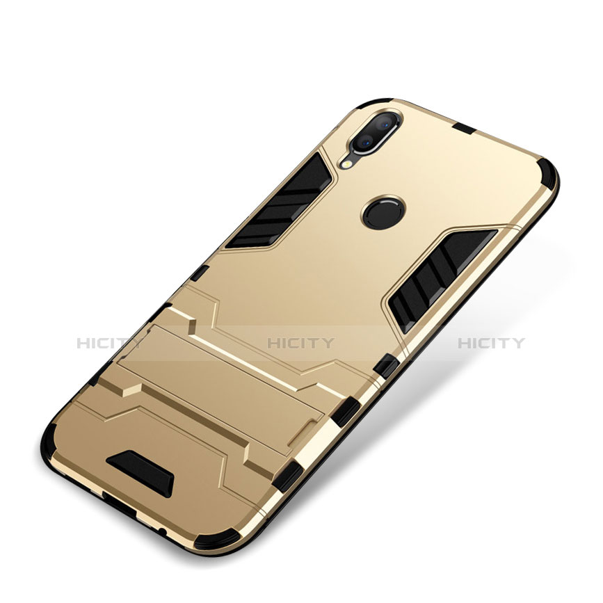 Silikon Hülle Handyhülle und Kunststoff Schutzhülle Tasche mit Ständer für Huawei Nova 3i Gold