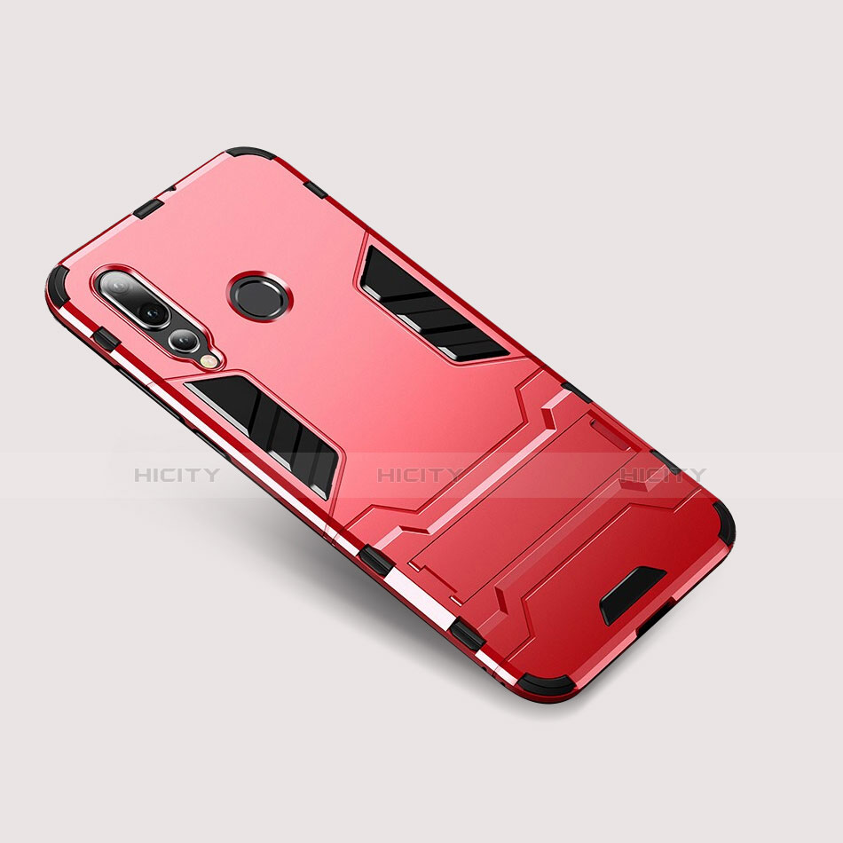 Silikon Hülle Handyhülle und Kunststoff Schutzhülle Tasche mit Ständer für Huawei Nova 4 Rot