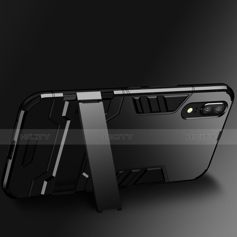 Silikon Hülle Handyhülle und Kunststoff Schutzhülle Tasche mit Ständer für Huawei P20