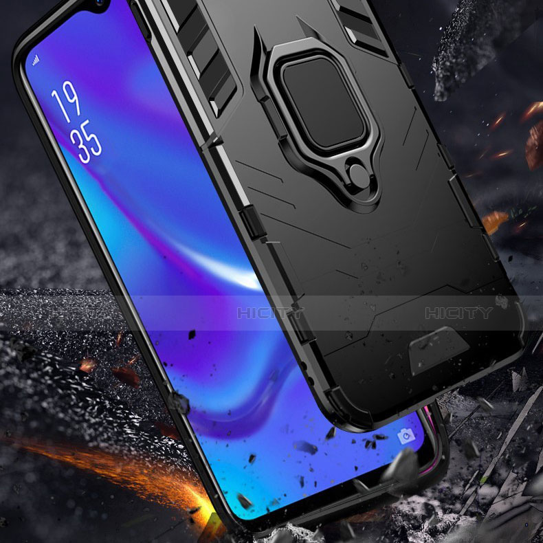 Silikon Hülle Handyhülle und Kunststoff Schutzhülle Tasche mit Ständer für Oppo RX17 Neo