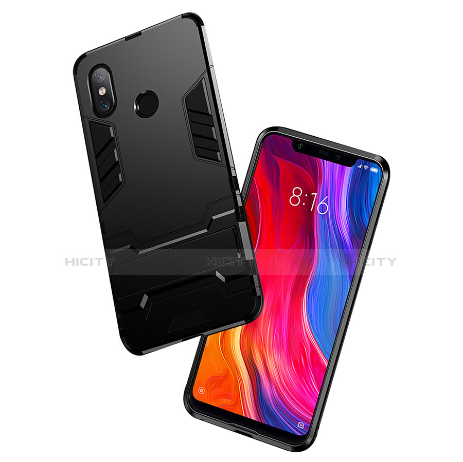 Silikon Hülle Handyhülle und Kunststoff Schutzhülle Tasche mit Ständer für Xiaomi Mi 8