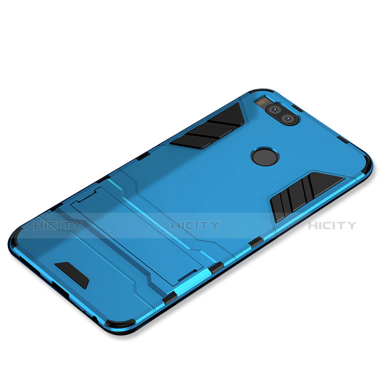Silikon Hülle Handyhülle und Kunststoff Schutzhülle Tasche mit Ständer für Xiaomi Mi A1 Hellblau