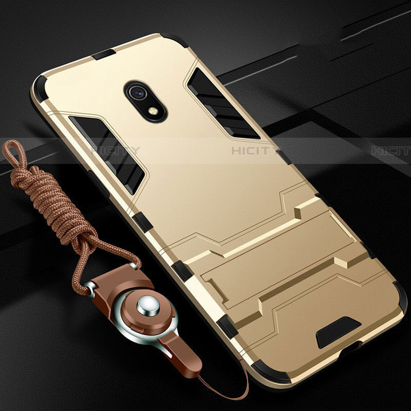 Silikon Hülle Handyhülle und Kunststoff Schutzhülle Tasche mit Ständer für Xiaomi Redmi 8A Gold Plus