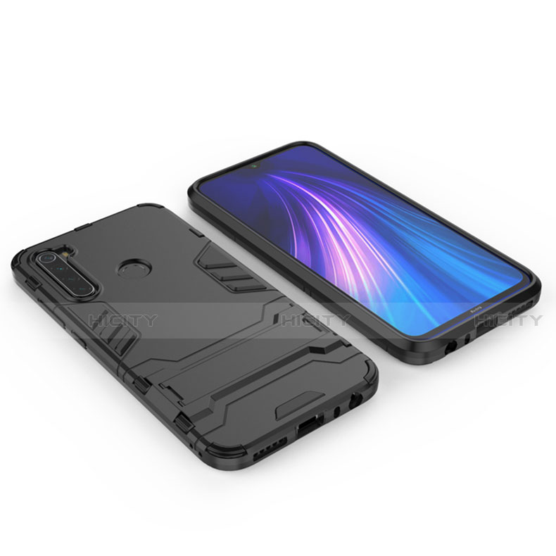 Silikon Hülle Handyhülle und Kunststoff Schutzhülle Tasche mit Ständer für Xiaomi Redmi Note 8 (2021)