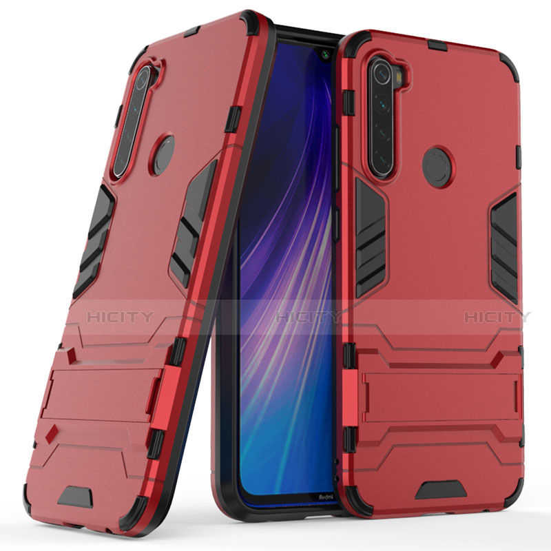 Silikon Hülle Handyhülle und Kunststoff Schutzhülle Tasche mit Ständer für Xiaomi Redmi Note 8 (2021)