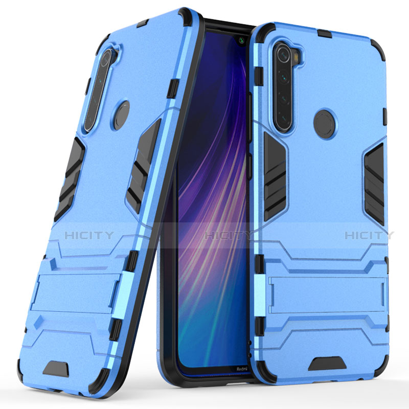 Silikon Hülle Handyhülle und Kunststoff Schutzhülle Tasche mit Ständer für Xiaomi Redmi Note 8 (2021)