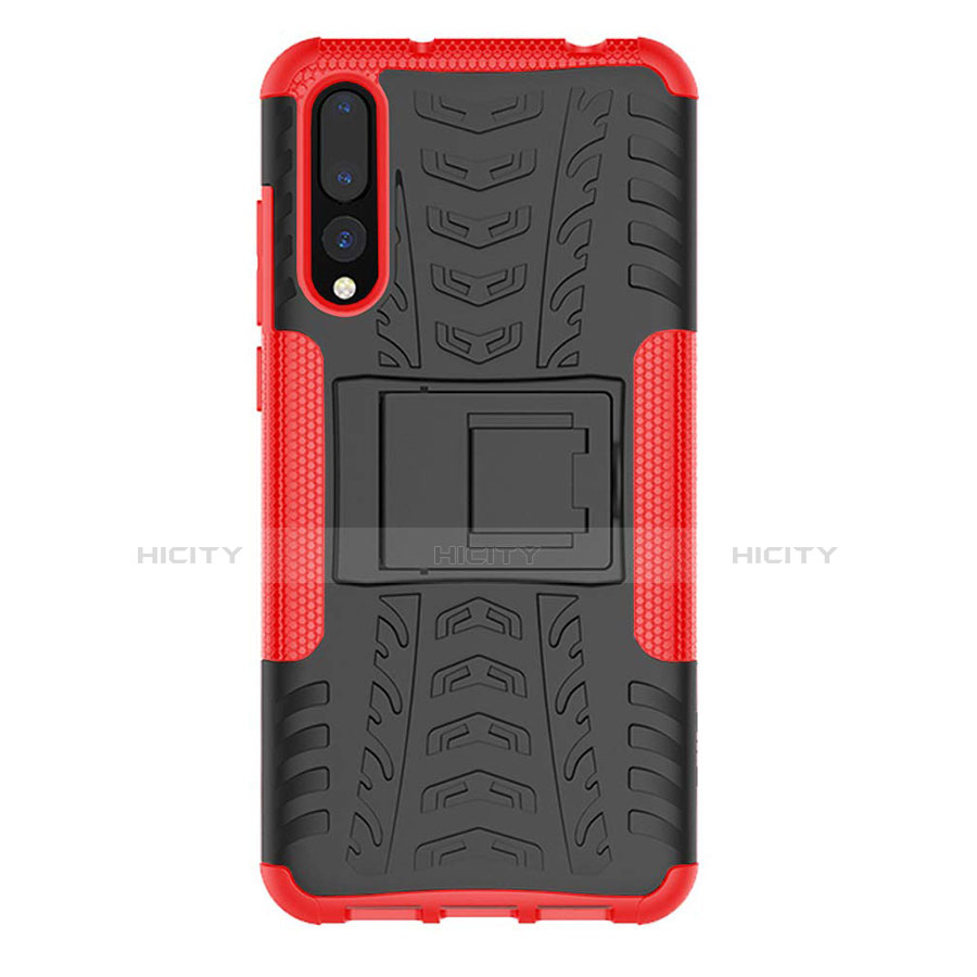 Silikon Hülle Handyhülle und Kunststoff Schutzhülle Tasche mit Ständer P02 für Huawei P20 Pro Rot