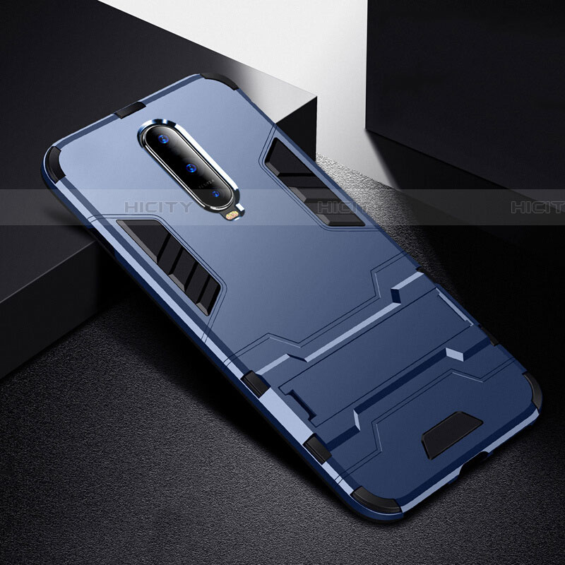 Silikon Hülle Handyhülle und Kunststoff Schutzhülle Tasche mit Ständer R01 für Oppo RX17 Pro groß