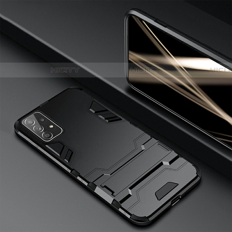 Silikon Hülle Handyhülle und Kunststoff Schutzhülle Tasche mit Ständer R01 für Samsung Galaxy A52 4G