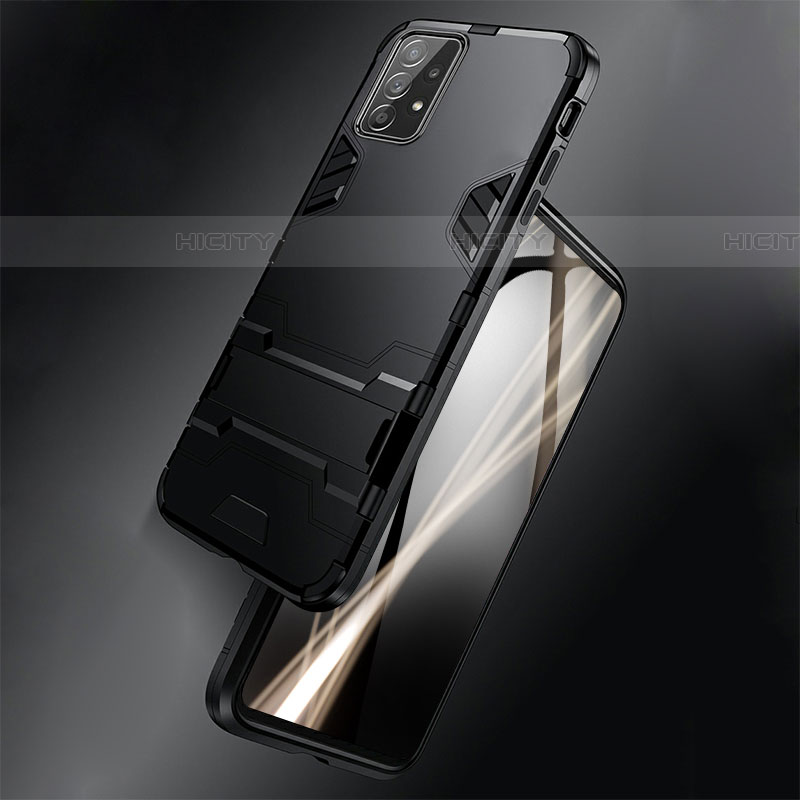 Silikon Hülle Handyhülle und Kunststoff Schutzhülle Tasche mit Ständer R01 für Samsung Galaxy A52 4G groß
