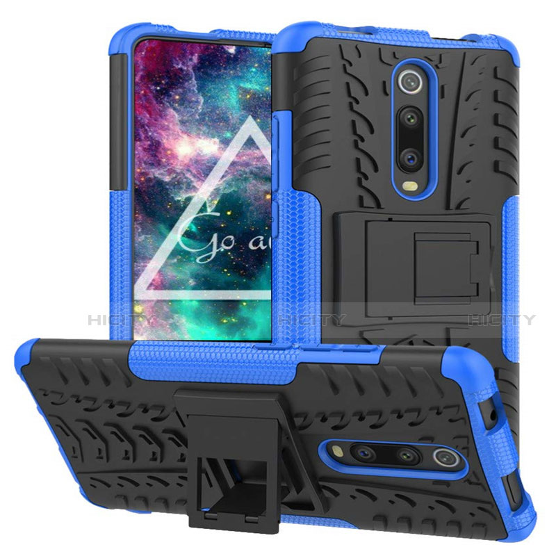 Silikon Hülle Handyhülle und Kunststoff Schutzhülle Tasche mit Ständer R01 für Xiaomi Mi 9T