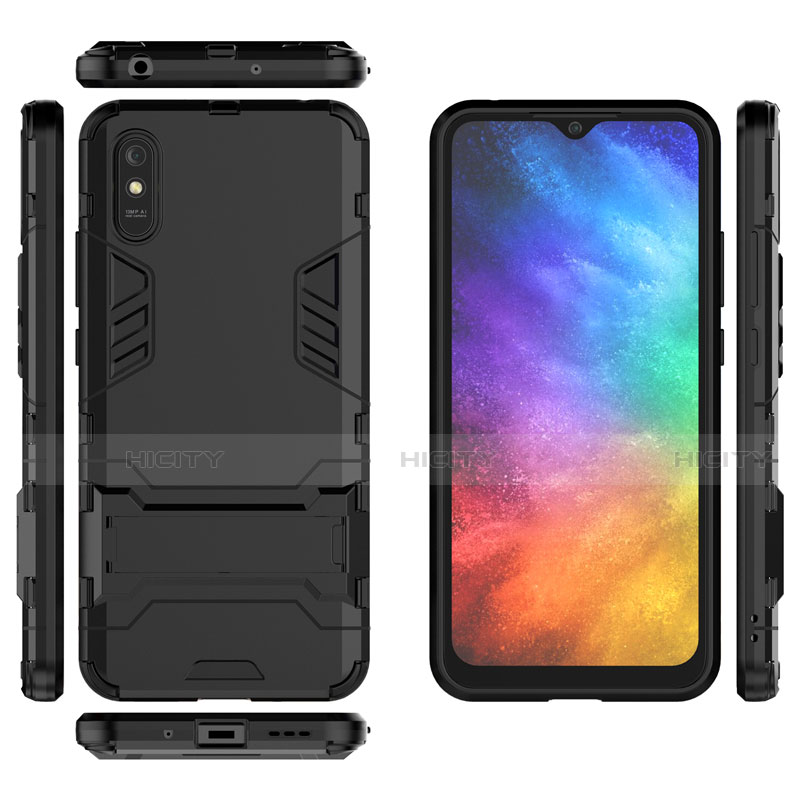 Silikon Hülle Handyhülle und Kunststoff Schutzhülle Tasche mit Ständer R01 für Xiaomi Redmi 9i