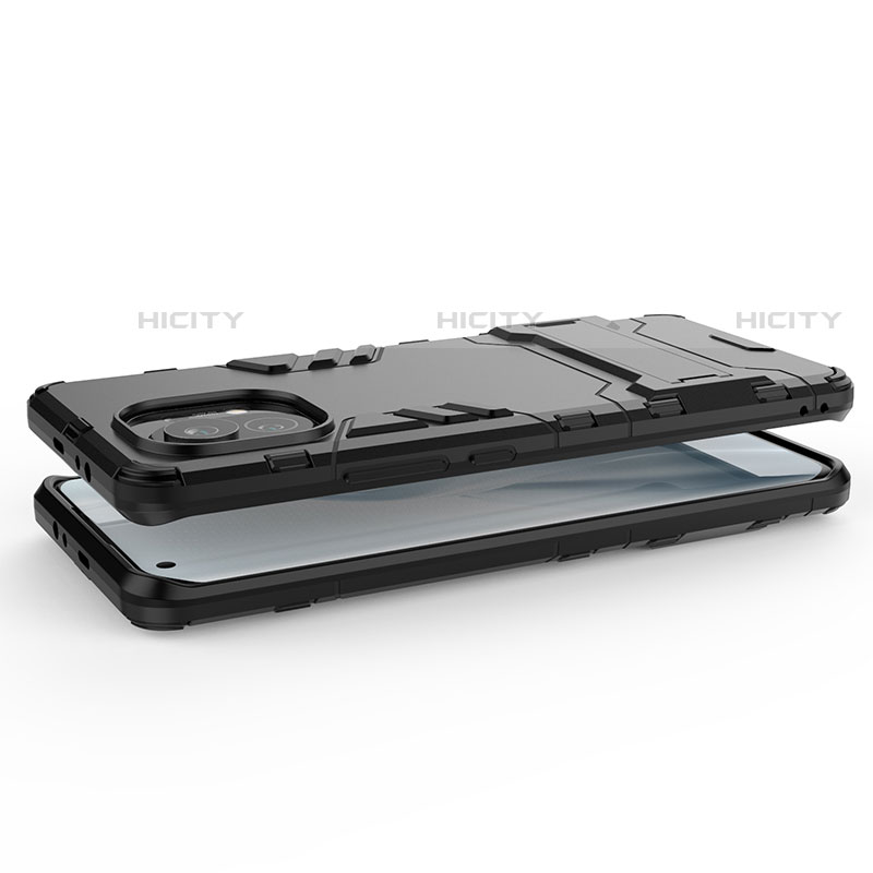 Silikon Hülle Handyhülle und Kunststoff Schutzhülle Tasche mit Ständer R02 für Xiaomi Mi 11 Lite 5G
