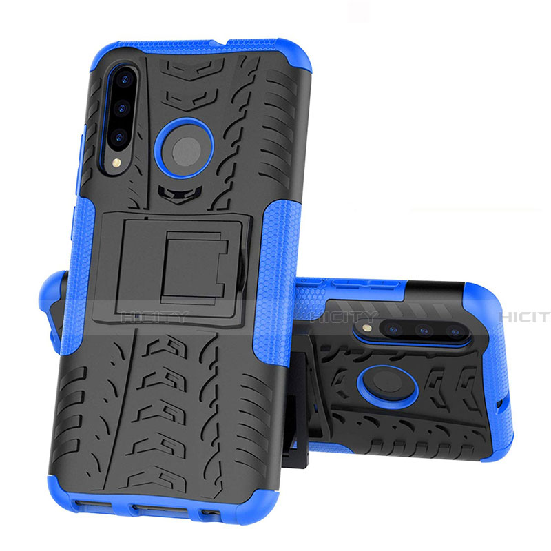 Silikon Hülle Handyhülle und Kunststoff Schutzhülle Tasche mit Ständer R03 für Huawei Honor 20E Blau Plus