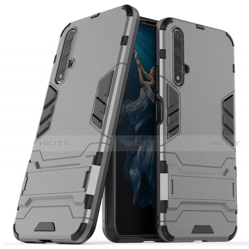 Silikon Hülle Handyhülle und Kunststoff Schutzhülle Tasche mit Ständer R03 für Huawei Honor 20S