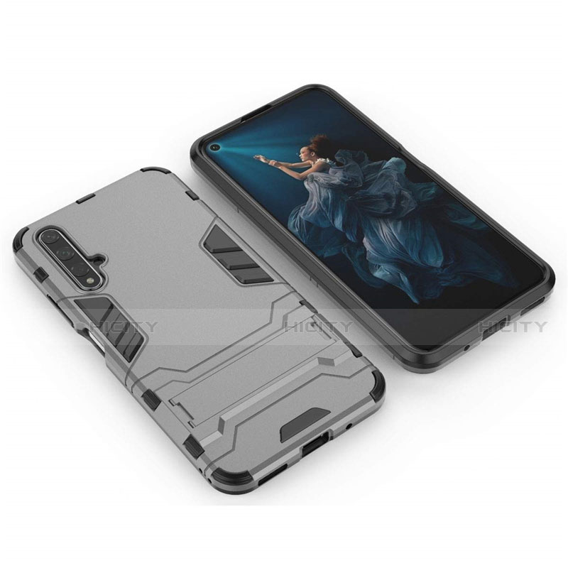 Silikon Hülle Handyhülle und Kunststoff Schutzhülle Tasche mit Ständer R03 für Huawei Nova 5T groß