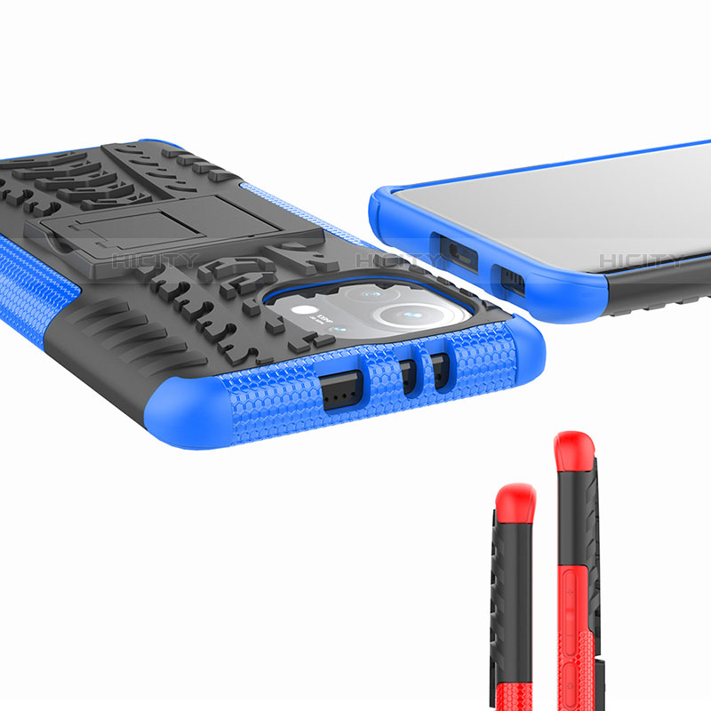 Silikon Hülle Handyhülle und Kunststoff Schutzhülle Tasche mit Ständer R06 für Xiaomi Mi 11 Lite 5G NE