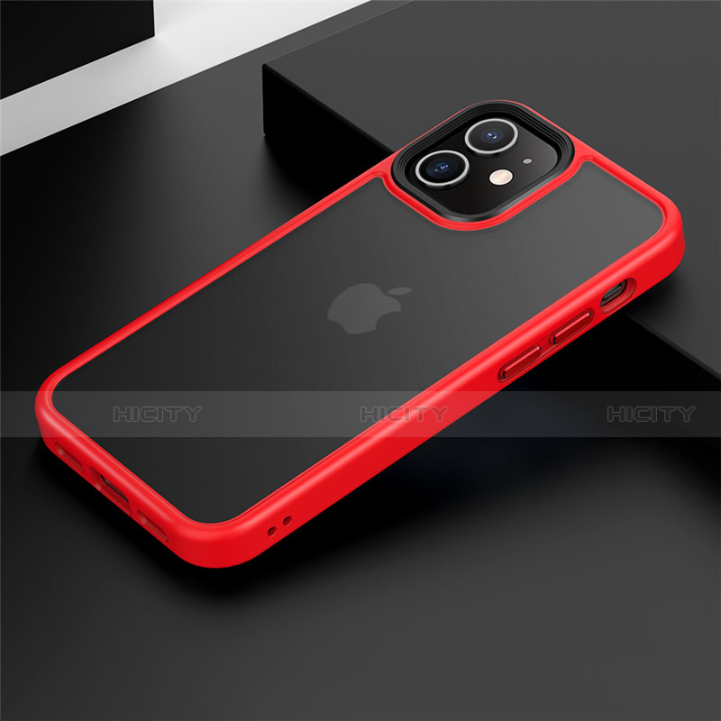 Silikon Hülle Handyhülle und Kunststoff Schutzhülle Tasche N01 für Apple iPhone 12 Mini Rot Plus