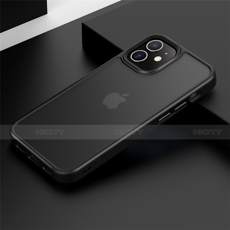 Silikon Hülle Handyhülle und Kunststoff Schutzhülle Tasche N01 für Apple iPhone 12 Schwarz