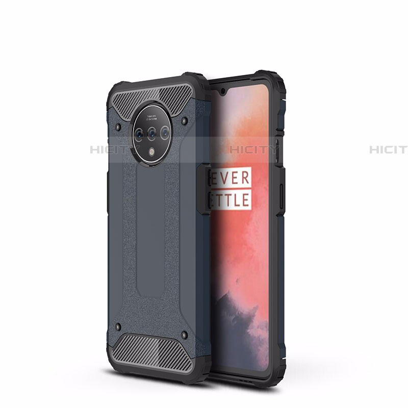 Silikon Hülle Handyhülle und Kunststoff Schutzhülle Tasche R01 für OnePlus 7T Blau