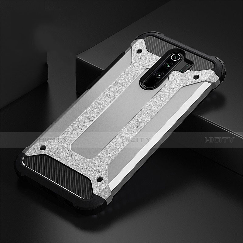 Silikon Hülle Handyhülle und Kunststoff Schutzhülle Tasche R01 für Xiaomi Redmi Note 8 Pro Silber