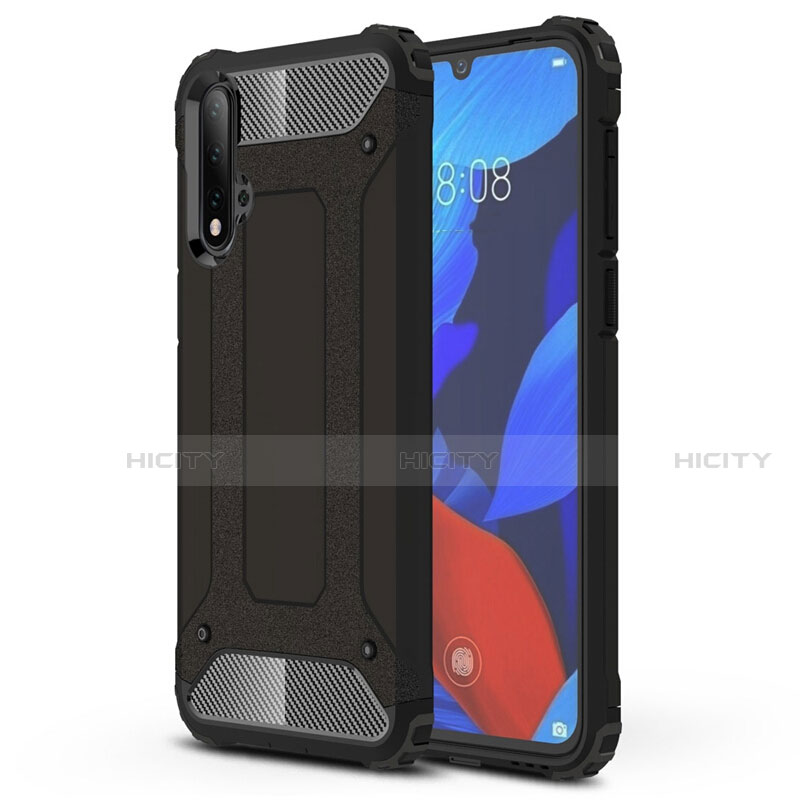 Silikon Hülle Handyhülle und Kunststoff Schutzhülle Tasche R02 für Huawei Nova 5 Pro Schwarz