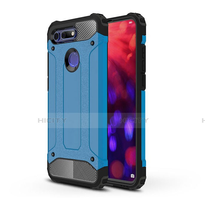 Silikon Hülle Handyhülle und Kunststoff Schutzhülle Tasche R03 für Huawei Honor V20 Blau